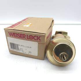 Weiser Ndc9470 Lock Deadbolt Brass Keyed Entry Lockset Nos Open Box Complete