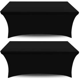 Bl6spdx White Classic Black Spandex Table Covers 6ft 2 Pack - Elegant Durable Stretchy