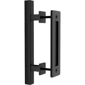 Winsoon 810001986452 12 Inch L Black Powder Coated Finish Pull And Flush Barn Door Handle Set