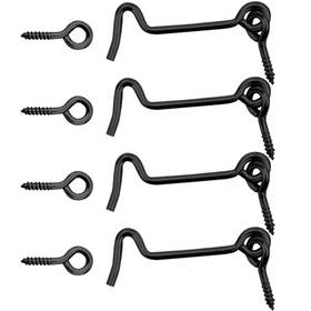 Gate-b25-4p Wooch 4 Pack 2.5-inch Swivel Cabin Hook And Eye Latch Carbon Steel Door Wi