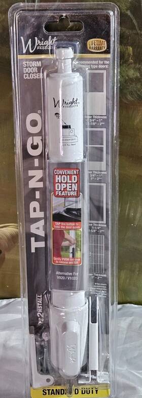 V2010wh Wright Products Tap-n-go White Screen And Storm Door Closer Standard