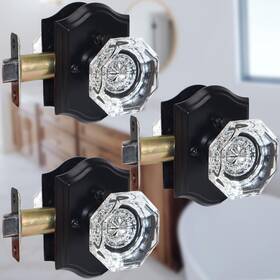 B0fjds8gsw Yhomaxtus 3 Pack Glass Door Knobs Octagonal Black Crystal