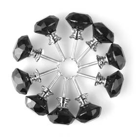 Zaplyte 605322672005 Diamond Crystal Glass Door Furniture Drawer Knobs Pull Handle Cabinet 30mm Black