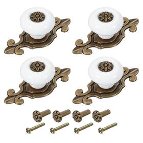 Zaplyte 680520121937 4pcs Retro Ceramic Cabinet Knobs 1-1/4 Inch Vintage Dresser Drawer White