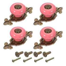 Zaplyte 680520476167 4pcs Retro Ceramic Cabinet Knobs 1-1/4 Inch Vintage Dresser Drawer Pink