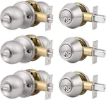Brotima 3 Pack Keyed Alike Door Lock Set With Deadbolt, Satin Nickel Finished. Fixed Price $64.20.