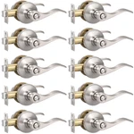 Knobonly 10 Pack Brushed Satin Nickel Door Lever Privacy Handles Zinc. Fixed Price $134.47.