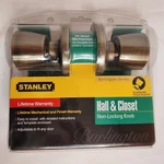 Door Knob Handle Stanley Hall & Closet Antique Brass Non-locking 63-3030-080. Fixed Price $10.95.