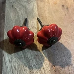 Vintage Red Ceramic Pumpkin Drawer Cabinet Pull Handle Knob 2". Fixed Price $16.00.