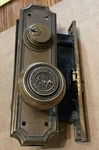 Vintage Brass Door Knob & Backplate Set From Pueblo Original Courthouse 1866. Fixed Price $475.00.