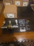 Schlage Accent Keyed Lever Door Handle, F51A 619 Satin Nickel LOT8. Fixed Price $25.00.