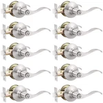 Gobekor 10 Pack Privacy Door Levers Bedroom Handle With Lock Satin Nickel. Fixed Price $171.86.