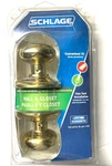 Schlage Hall & Closet Knob Georgian Passage Bright Brass F10V 605. Fixed Price $8.95.