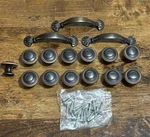 Mushroom Style 13 Antique Copper Knobs 1X1 1/4 With Fasteners Used. Fixed Price $35.00.