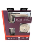 Home Decorators Woodcliff Keyed Entry Door Lever & Deadbolt Satin Nickel. Fixed Price $49.99.
