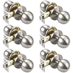 Knobwell Brushed Nickel Passage Door Knob, Round Ball, Keyless Interior. Fixed Price $77.66.