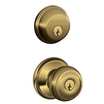 Schlage Georgian Antique Brass Single Cylinder Deadbolt And Keyed Entry. Fixed Price $34.99.