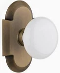 Nostalgic Warehouse Antique Brass Cottage Plate, White Porcelain Knob, Privacy-. Fixed Price $79.99.