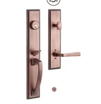 New Signature Hardware Aurick Brass Keyed Entry Door Lever Set Oil Rubbed Bronze. Fixed Price $125.00.