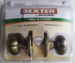 Schlage Dexter Hall & Closet Antique-brass Knob. Fixed Price $15.00.