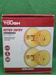 Hyper Tough Keyed Entry Tulip Style Doorknob Polished Brass Finish Twin Pack. Fixed Price $11.19.
