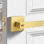 Gaurqiah Brushed Gold Door Handles, Keyed Entry Handle, Heavy Duty. Fixed Price $37.57.