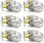 Estmoon 6 Pack Brushed Nickel Door Knobs, Privacy Lock Silver Keyless. Fixed Price $55.99.