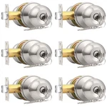 Probrico Brushed Nickel Entry Door Knobs Combo Pack, 6. Fixed Price $90.51.