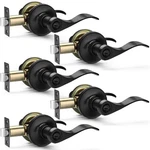 Hasmikit 5 Pack Matte Black Door Handles Privacy Levers Heavy Duty Bed Bath. Fixed Price $65.70.