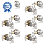 Knobonly Entry Door Knobs And Double Cylinder Deadbolt, Keyed Satin Nickel. Fixed Price $131.12.