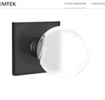 Emtek Bristol Glass Doorknob Privacy Sqaure Rosette Flat Black 5210BLUS15. Fixed Price $129.99.