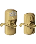 Schlage FE595-PLY-505-FLA Plymouth Keypad Entry W/flex Lock & Flair Levers.brass. Fixed Price $129.99.