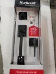 Kwikset Amador Matte Black Single Cylinder Entry Door Handleset W/ Hollis Lever. Fixed Price $125.00.