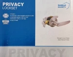 Shield Security Privacy Lockset, Satin Nickel, Straight Lever Style Door Handle. Fixed Price $15.75.