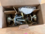 Schlage F10 609 Siena Hall Closet Knob Antique Brass Open Box. Fixed Price $17.99.