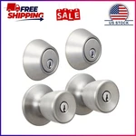 Hyper Tough Keyed Entry Tulip Style Doorknob And Deadbolt Double Combo Pack, Sta. Fixed Price $46.99.