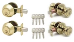2-PACK Keyed Alike Deadbolt Entry Door Knob Lock Combo Set, Polished Brass. Fixed Price $49.99.
