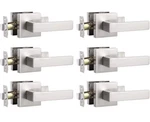 Knobonly 6 Pack Ineterior Brushed Nickel Door Handle, Reversible Square Passage. Fixed Price $61.99.