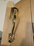 Schlage F60 Cam 505 Geo 605 Shiny Gold Handleset. Fixed Price $50.00.