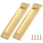 2 Pcs Finger Flush Sliding Barn Door Handle Aluminum Alloy Rectangular Gold. Fixed Price $21.83.