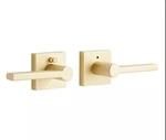 Signature Hardware Mabry Privacy Set - Lever Handles Satin Brass. Fixed Price $31.85.