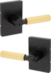 Matte Black Satin Brass Reeded Entry Door Handle With Keyed Lock. Fixed Price $127.99.