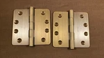 Pair Hickory Solid Brass 4" X Radius Corner Door Hinge English Antique Finish. Fixed Price $29.95.