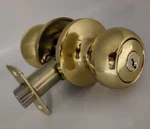 Pro-grade Round Ball Keyed Entry Door Knob Lock, Brass. Fixed Price $15.00.