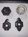 National Brass Co. Bakelite Art Deco Doorknob And Plates W/ Glass Crystal. Fixed Price $50.00.