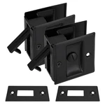 Home Master Hardware Privacy Pocket Door Lock Pull 2-3/4 X2-1/2 , BLACK-2PACK. Fixed Price $33.11.