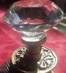 Anthropologie Faceted Crystal Glass Door Knobs Ornate Brass Rosette Pair New.... Fixed Price $41.00.