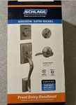 Schlage Addison Satin Nickel Single Cylinder Door Handleset With Accent. Fixed Price $117.00.