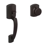 Schlage Greenwich Aged Bronze Handleset Grip W/ Door Knob FE285 Grw 716 Bwe. Fixed Price $40.00.