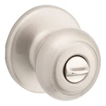 Kwikset Cove Satin Nickel Privacy Door Knob With Lock Featuring Microban Tech. Fixed Price $13.95.
